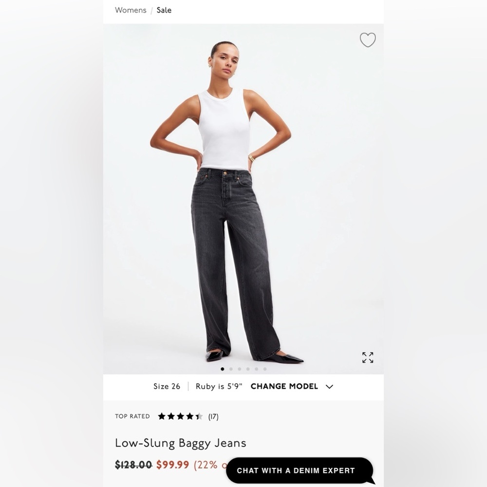 Madewell Low Slung Baggy Jean in Kingswood Wash - New never worn, no tags